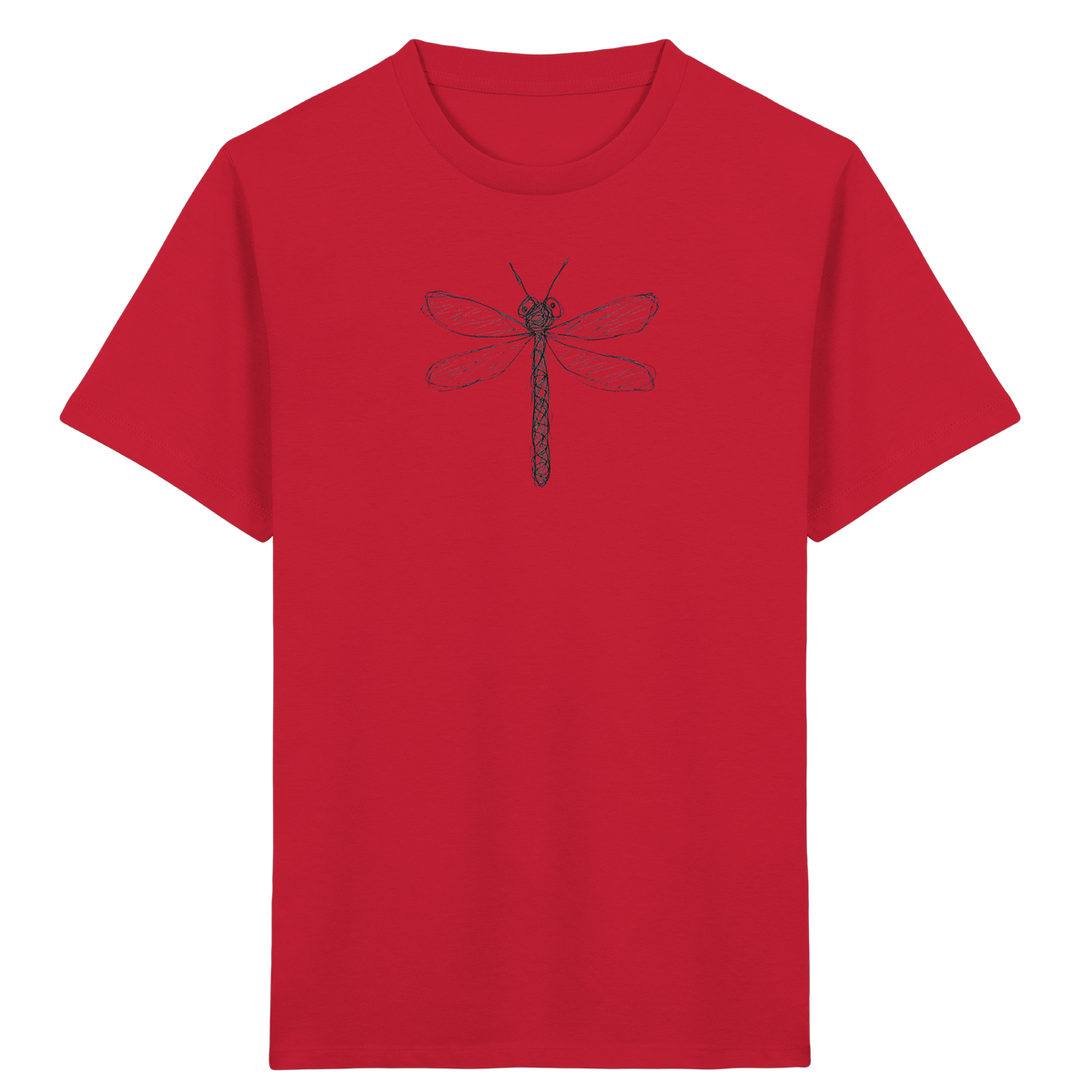 Libelle von oben gezeichnet - Kinder Bio T-Shirt