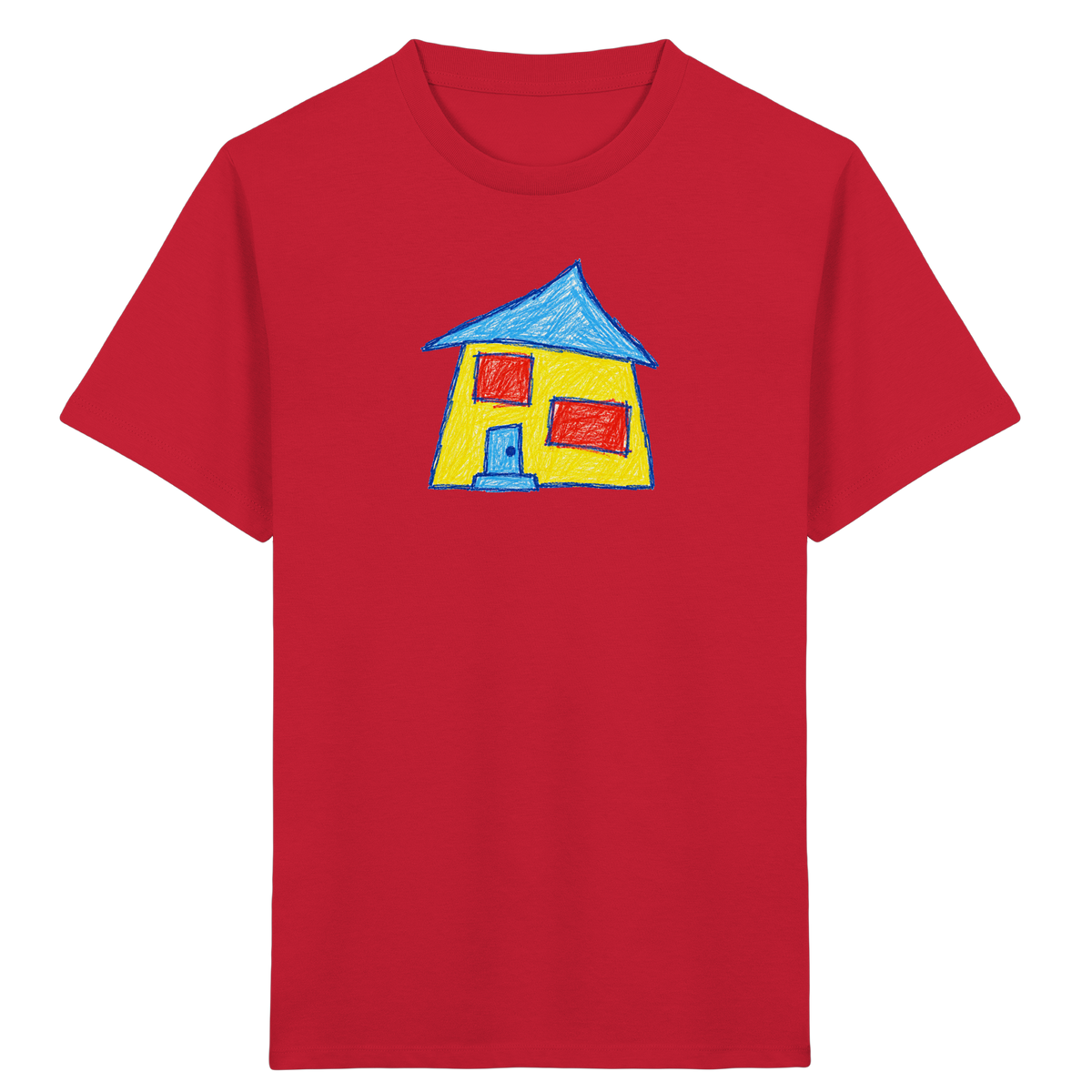 Gelbes Haus mit Doppelfenstern - Kinder Bio T-Shirt