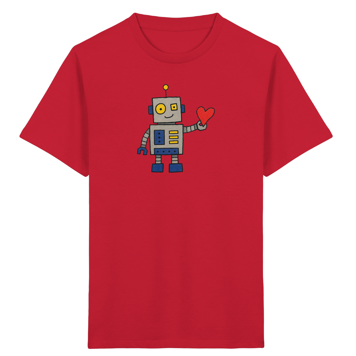 Verspieltes Roboter T-Shirt mit Herz - Kinder Bio T-Shirt