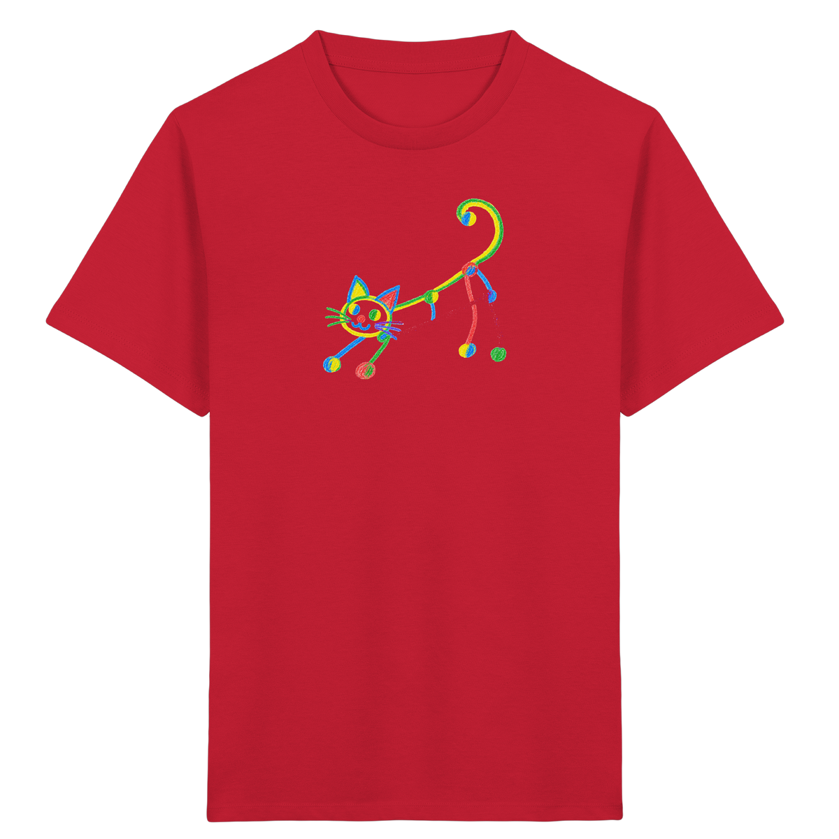 Farbpunkt Katze Kinderzeichnung - Kinder Bio T-Shirt