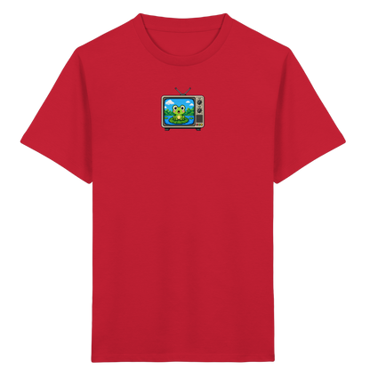 Pixel Frosch im Retro Fernseher - Kinder Bio T-Shirt