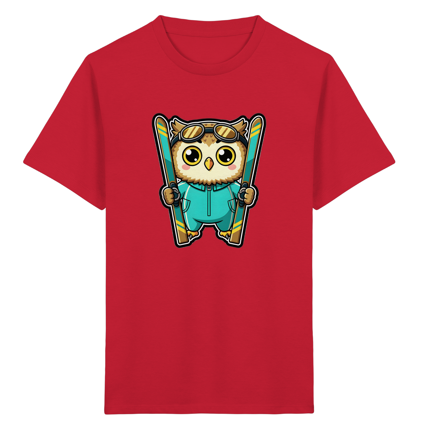 Niedliche Eule auf Skiern T-Shirt - Kinder Bio T-Shirt
