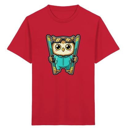 Niedliche Eule auf Skiern T-Shirt - Kinder Bio T-Shirt