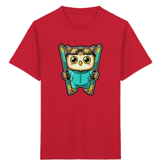 Niedliche Eule auf Skiern T-Shirt - Kinder Bio T-Shirt