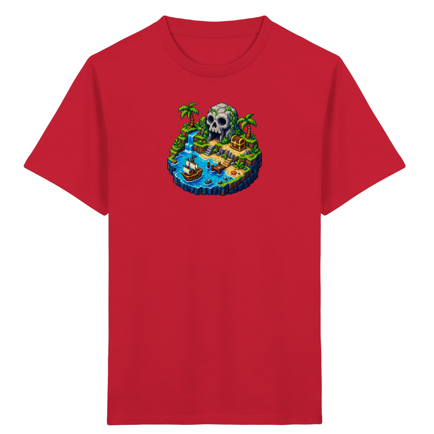 Abenteuerliches Pirateninsel Pixel Art T-Shirt - Kinder Bio T-Shirt