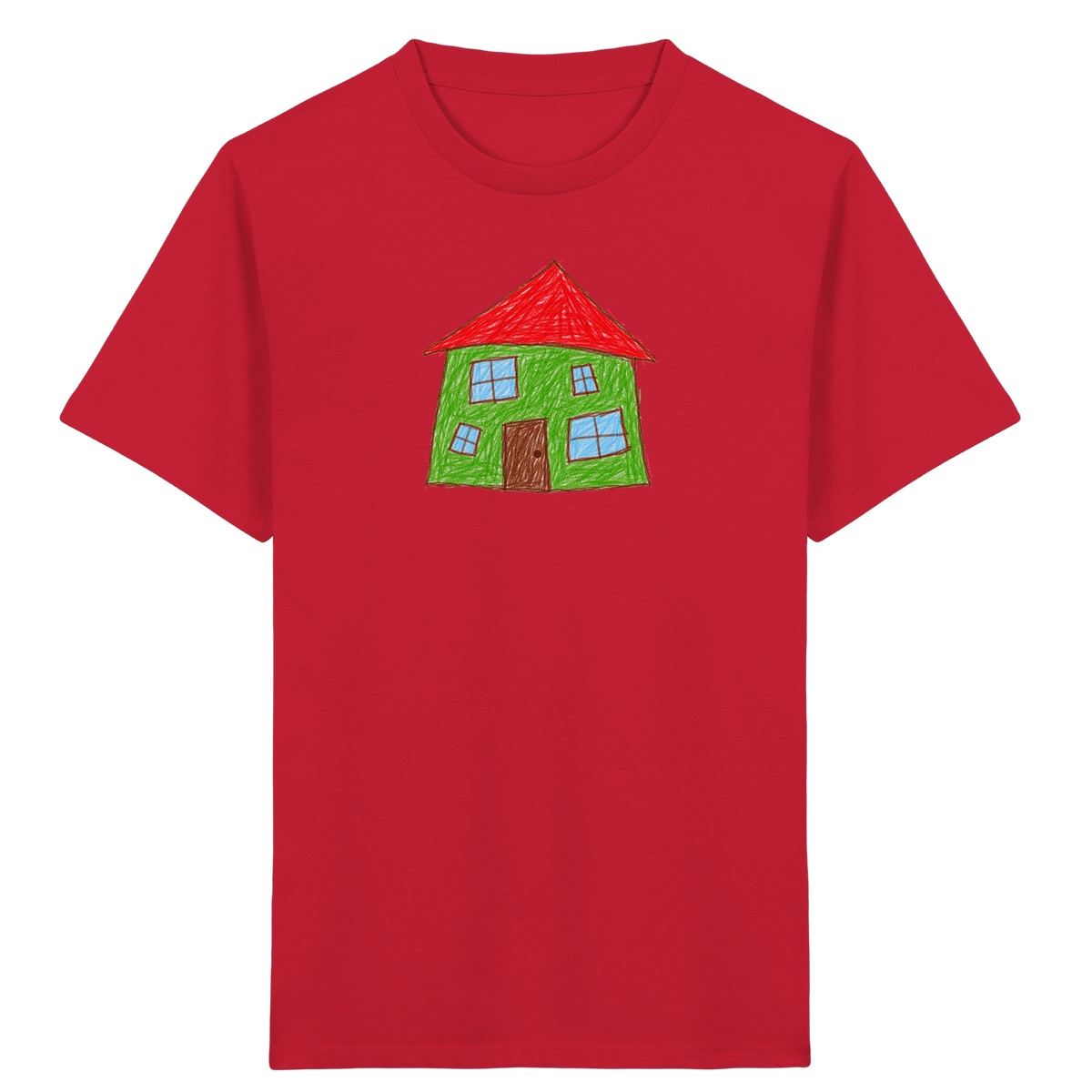 Grünes Haus mit vier Fenstern - Kinder Bio T-Shirt