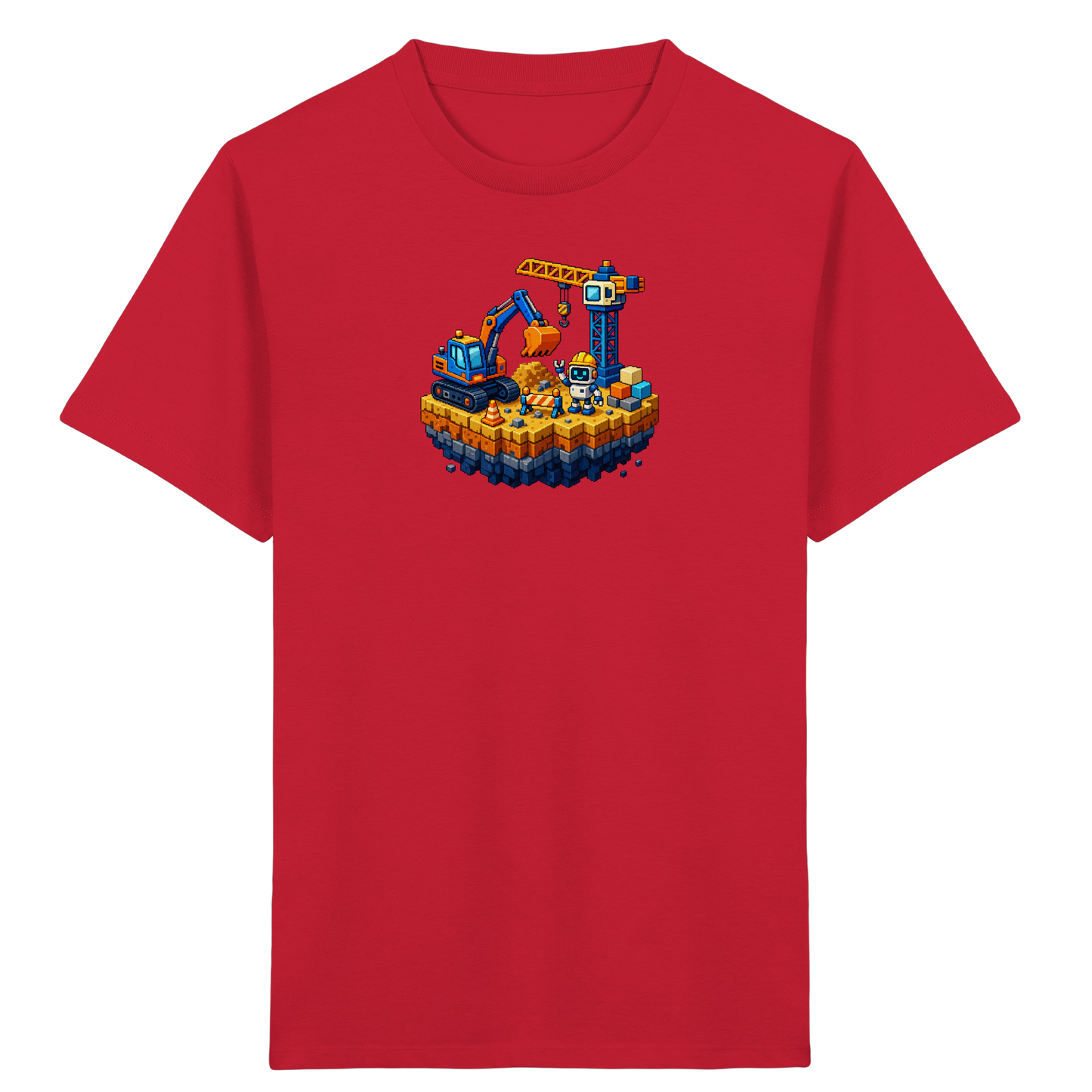 Niedliches Roboter Bagger Pixel T-Shirt - Kinder Bio T-Shirt