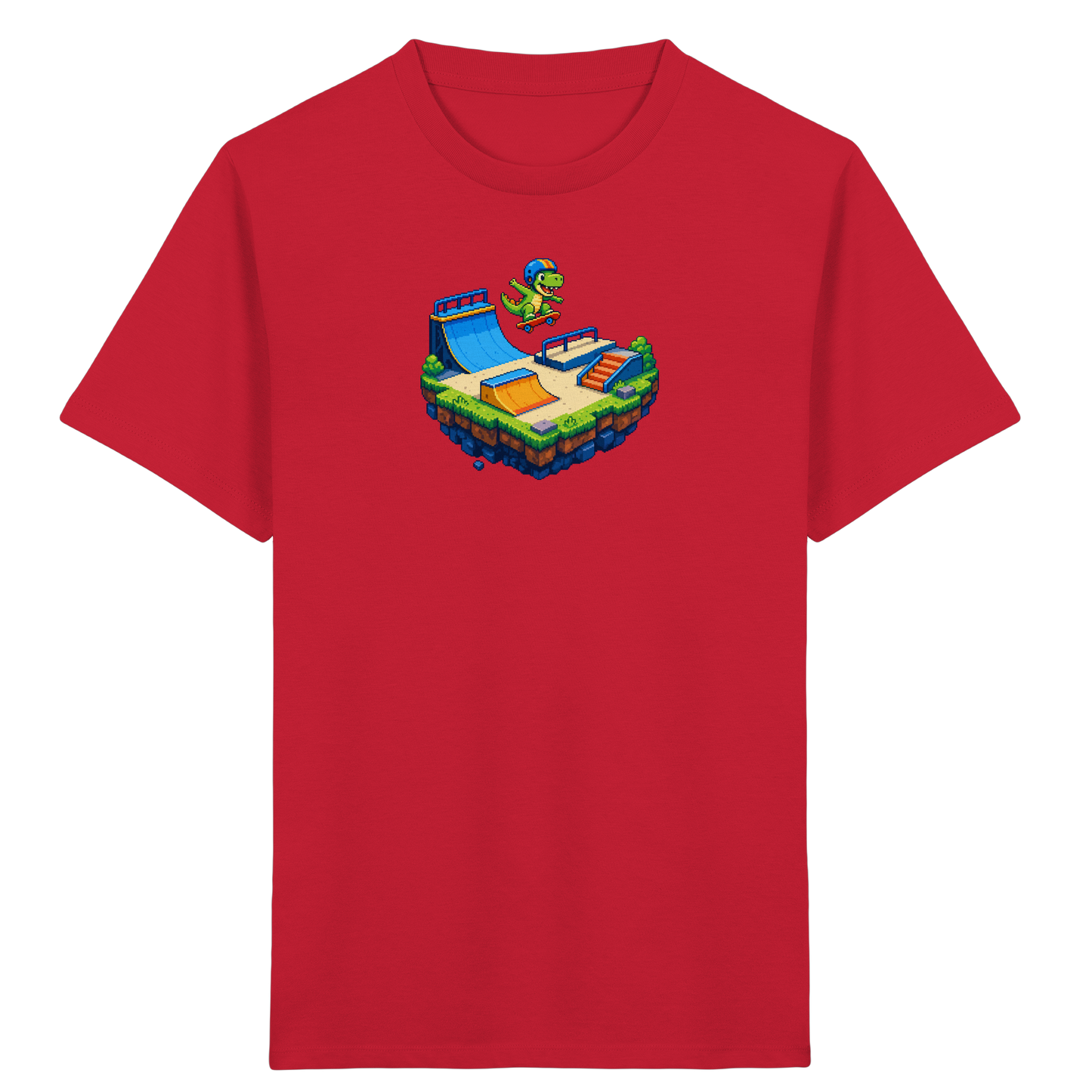 Cooles Skater Dinosaurier Pixel Shirt - Kinder Bio T-Shirt