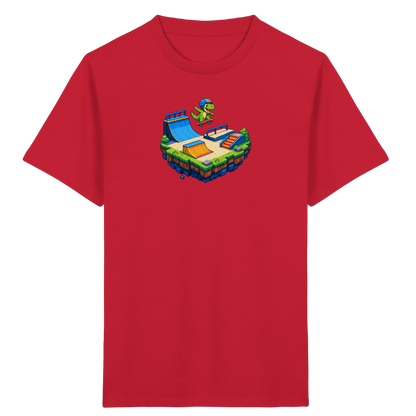 Cooles Skater Dinosaurier Pixel Shirt - Kinder Bio T-Shirt