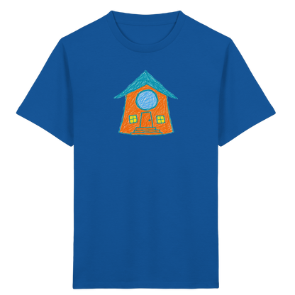 Orangefarbenes Rundfensterhaus für Kinder - Kinder Bio T-Shirt