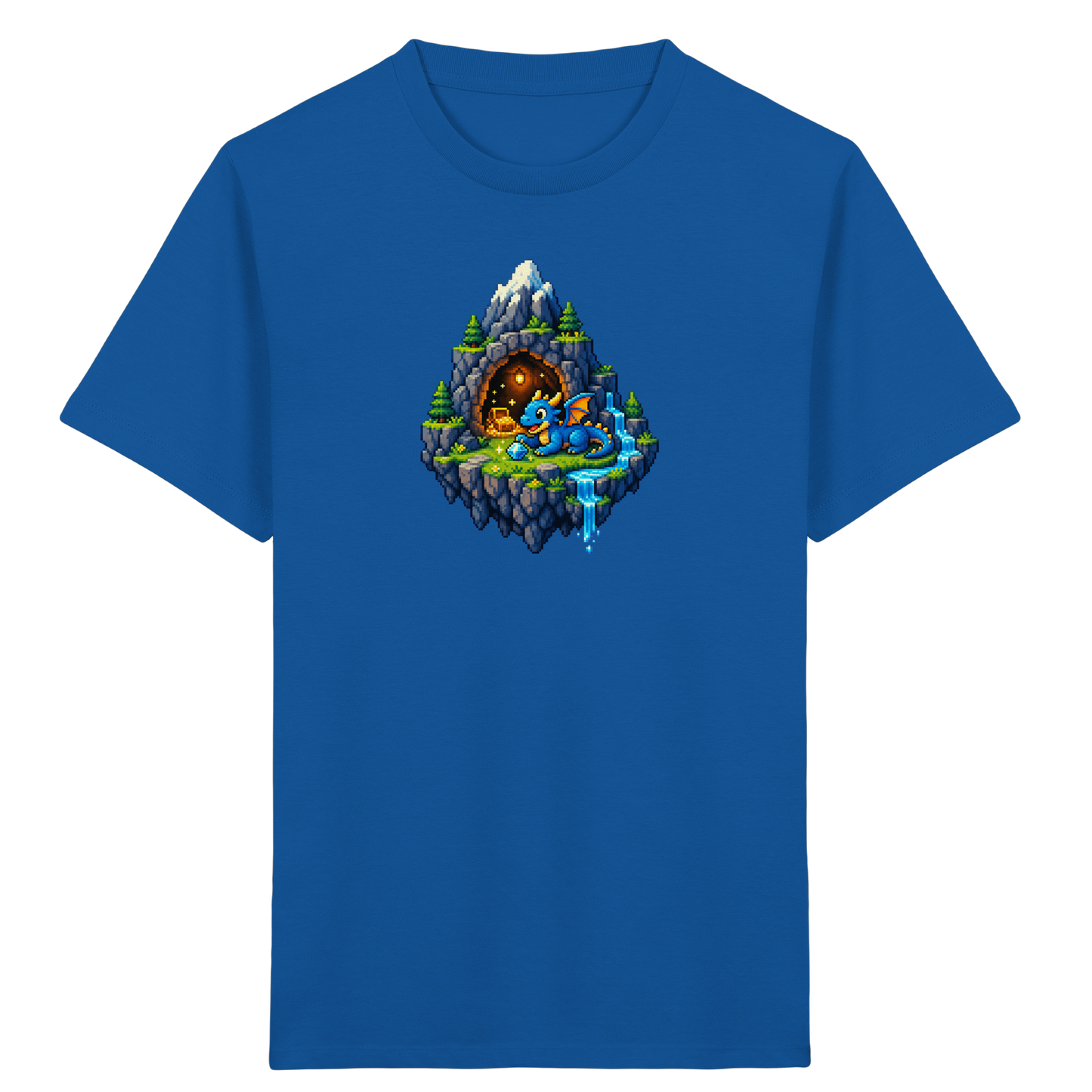 Magischer Pixel Drache Schatz Insel - Kinder Bio T-Shirt