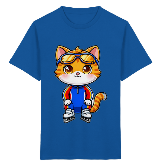 Katze auf Schlittschuhen: Sportliches Kinder-T-Shirt - Kinder Bio T-Shirt