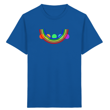 Kinder-T-Shirt mit Regenbogen über bunten Kreisen