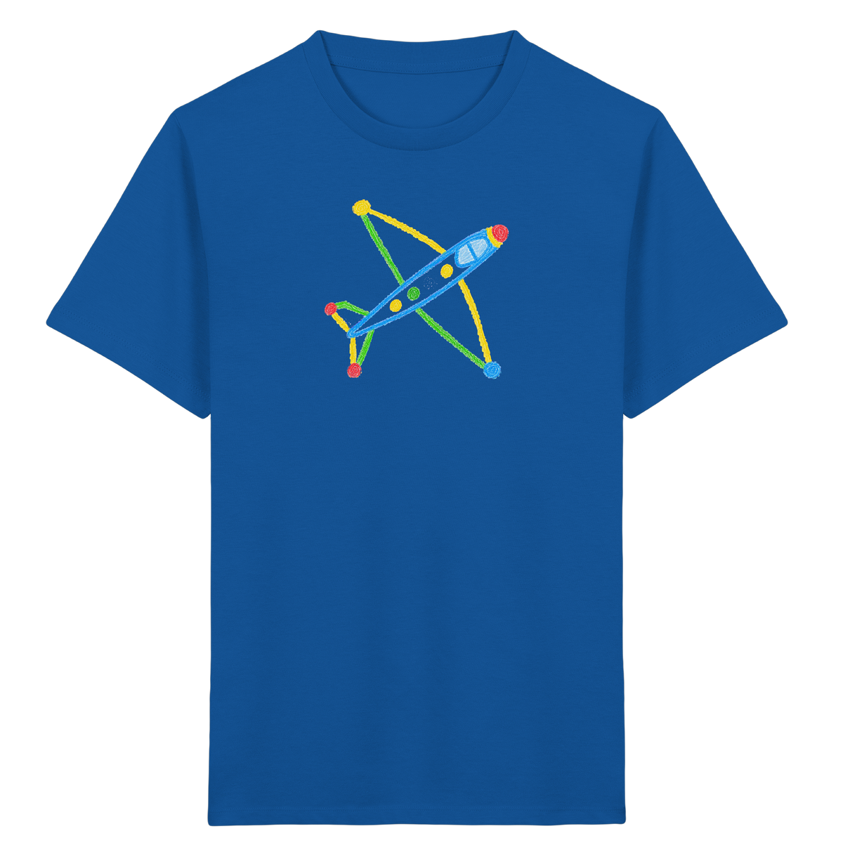 Buntes Flugzeug mit Farbpunkten - Kinder Bio T-Shirt