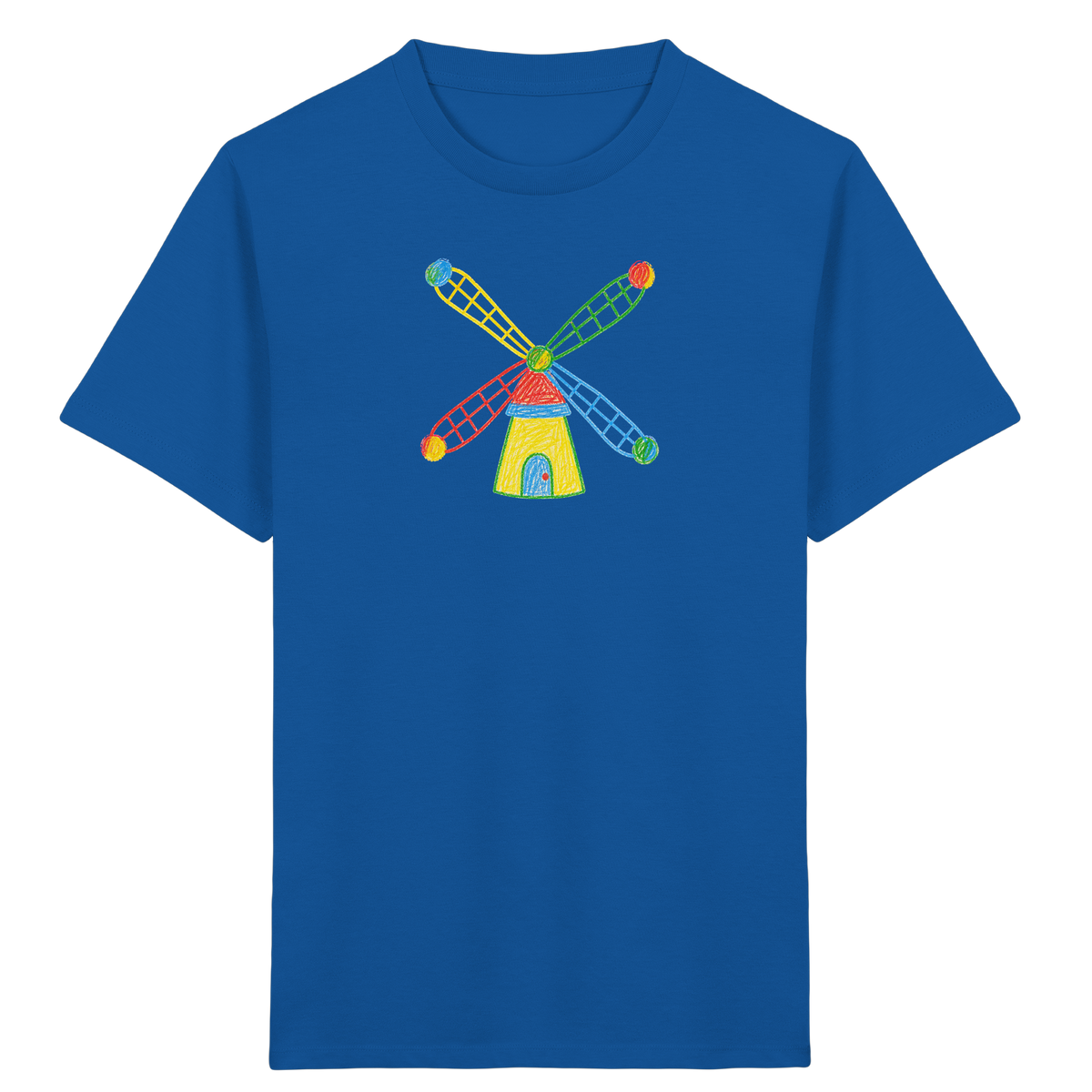 Bunte Windmühle mit Farbpunkten - Kinder Bio T-Shirt