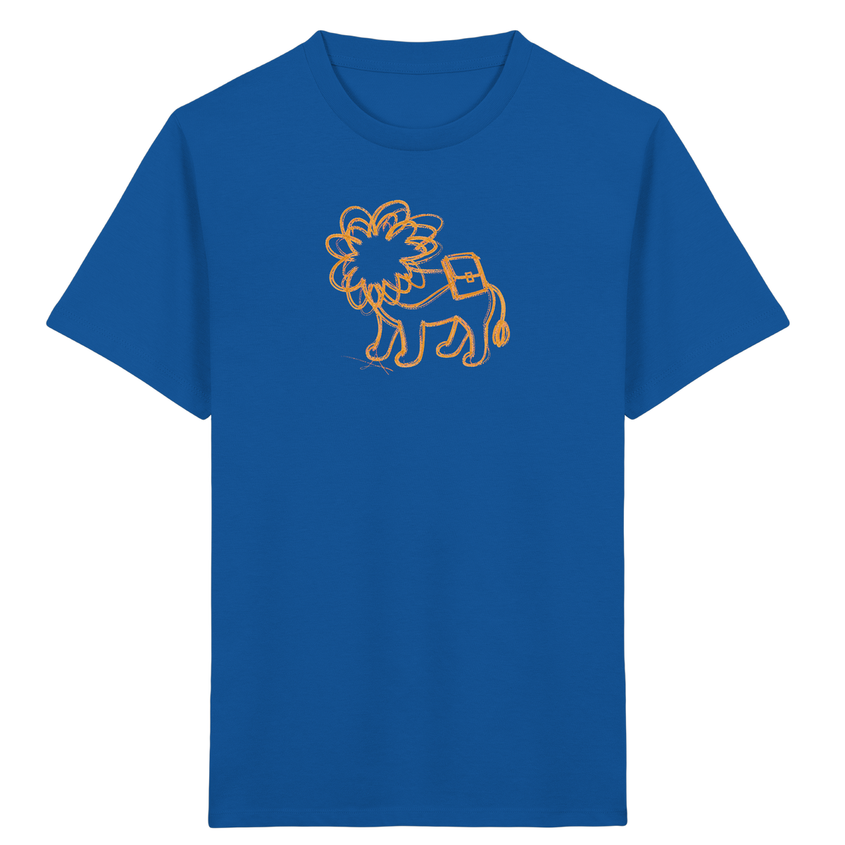 Senfgelber Krakellöwe mit Ranzen - Kinder Bio T-Shirt