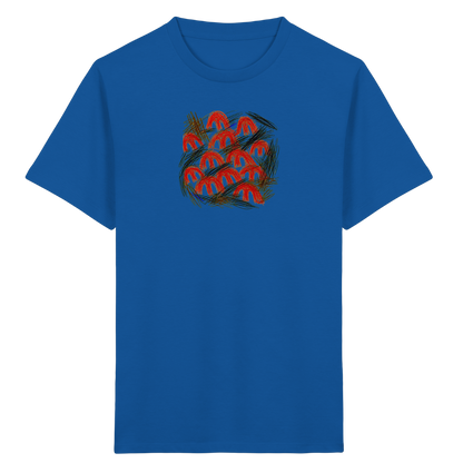Royalblaues Kinder Bio T-Shirt mit Pilz-Motiv im Kritzelstil
