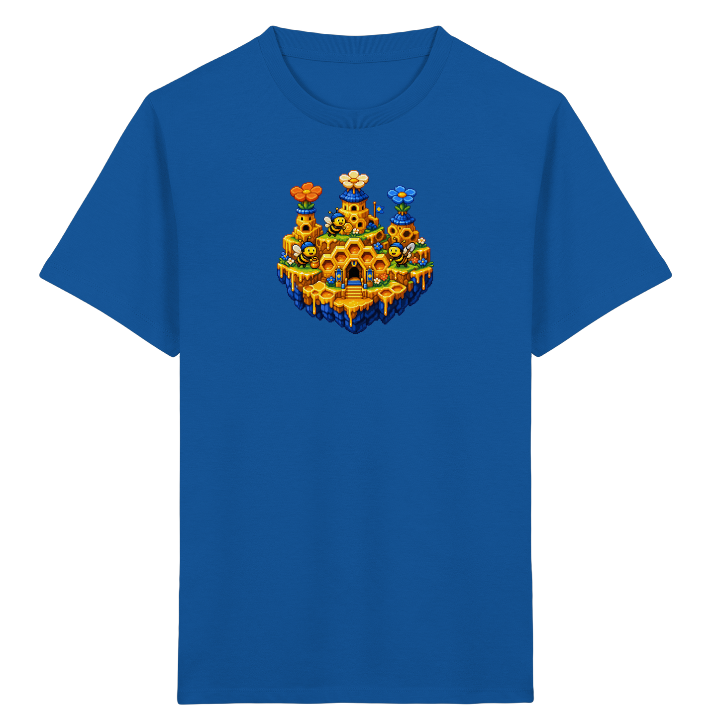Fröhliches Pixel-Art Bienen T-Shirt - Kinder Bio T-Shirt