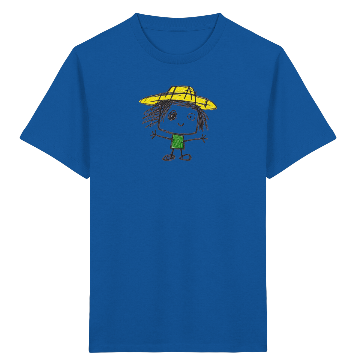 Kritzelkopf mit gelbem Strohhut - Kinder Bio T-Shirt