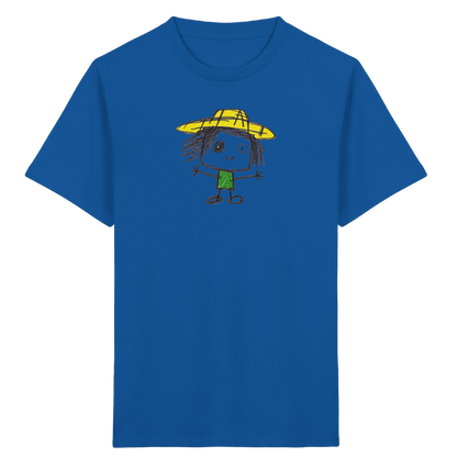 Kritzelkopf mit gelbem Strohhut - Kinder Bio T-Shirt