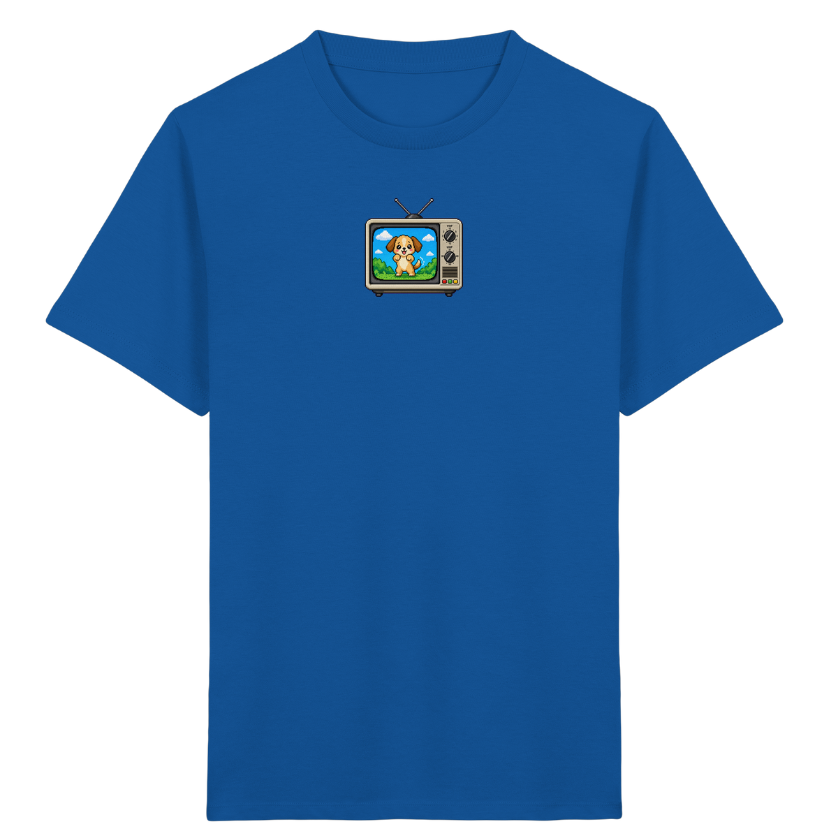 Pixel Hund im Retro Fernseher - Kinder Bio T-Shirt