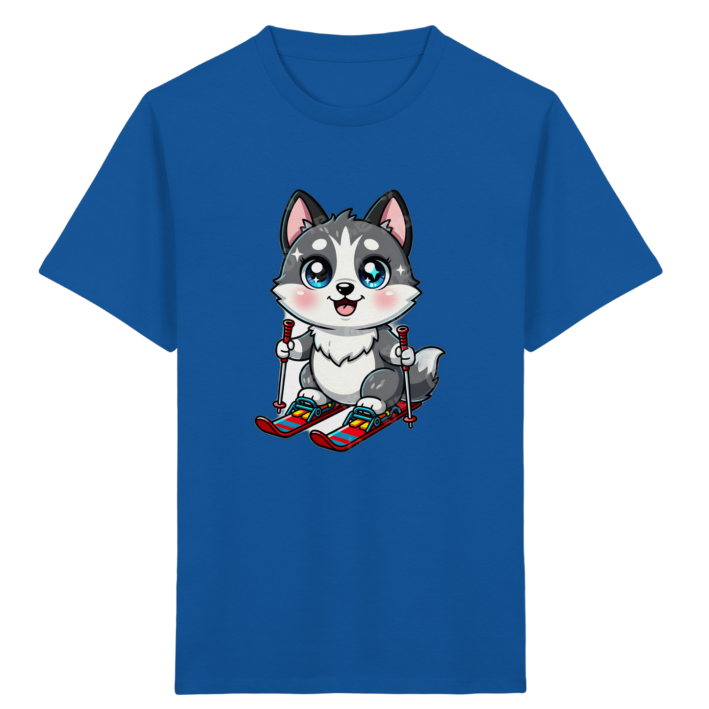 Husky Welpe auf Skiern T-Shirt