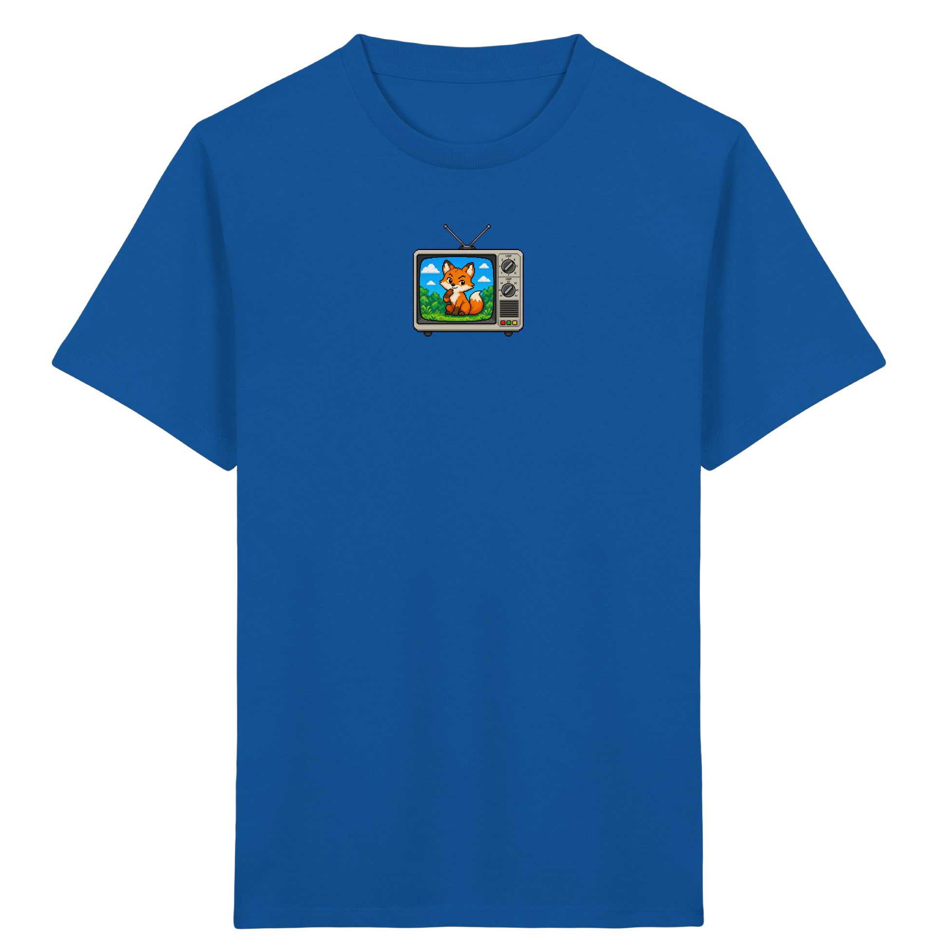 Pixel Fuchs im Retro Fernseher - Kinder Bio T-Shirt