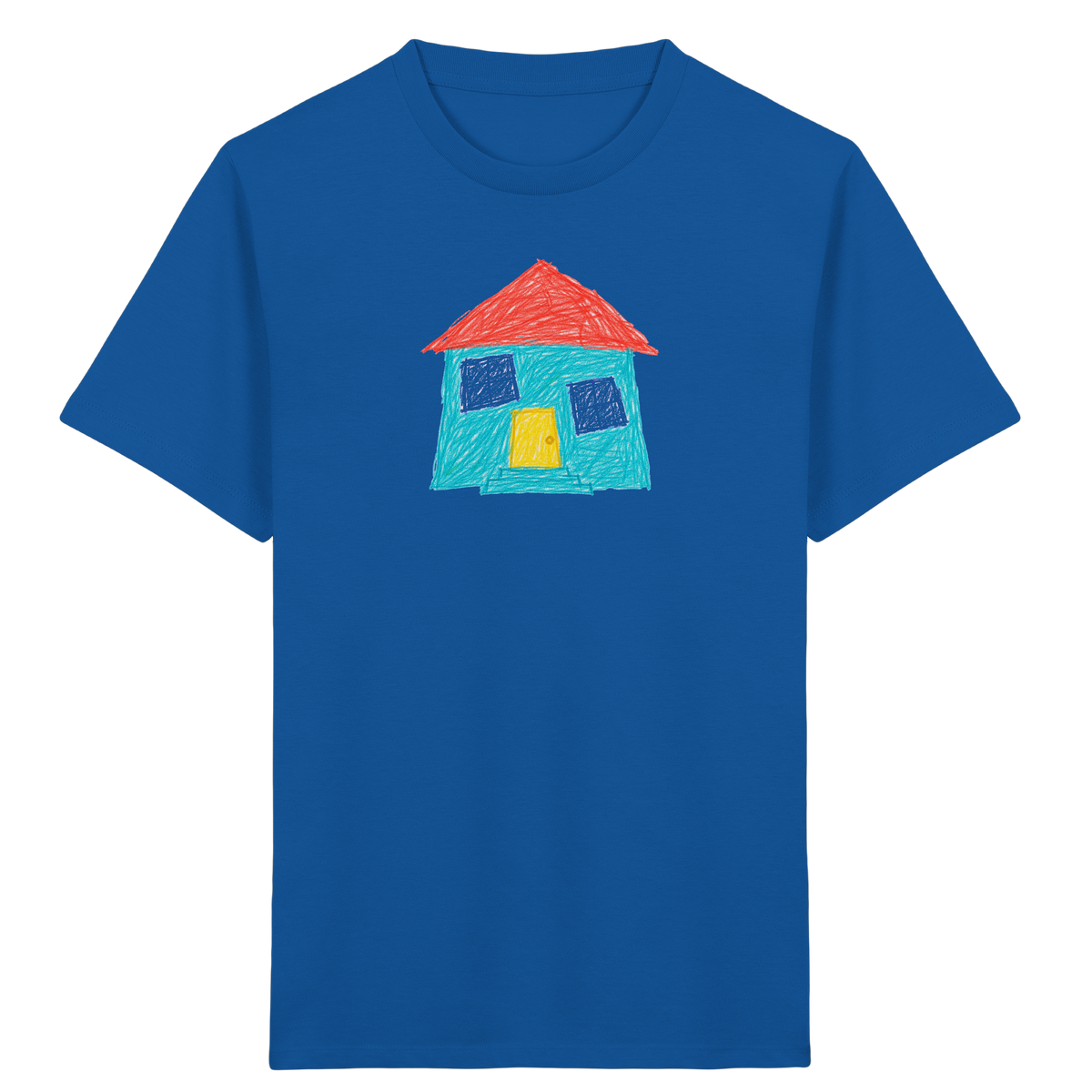 Türkises Haus mit Zwillingsfenstern - Kinder Bio T-Shirt