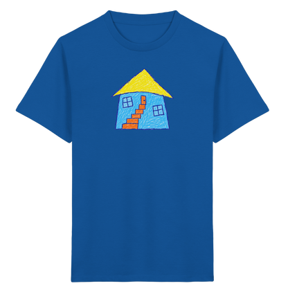 Blaues Treppenhaus Kinderzeichnung - Kinder Bio T-Shirt