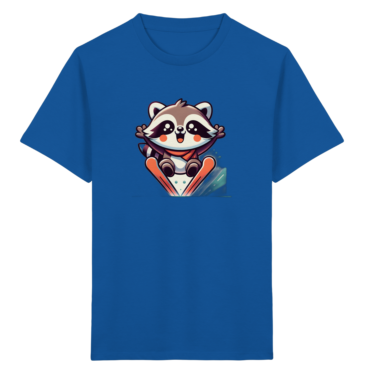 Fröhlicher Waschbär auf Skiern T-Shirt