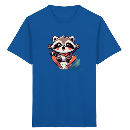 Waschbär auf Skiern – Kinder Bio-T-Shirt