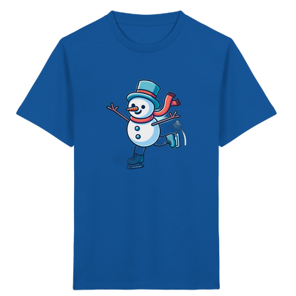Schneemann auf Schlittschuhen – Kinder Bio-T-Shirt