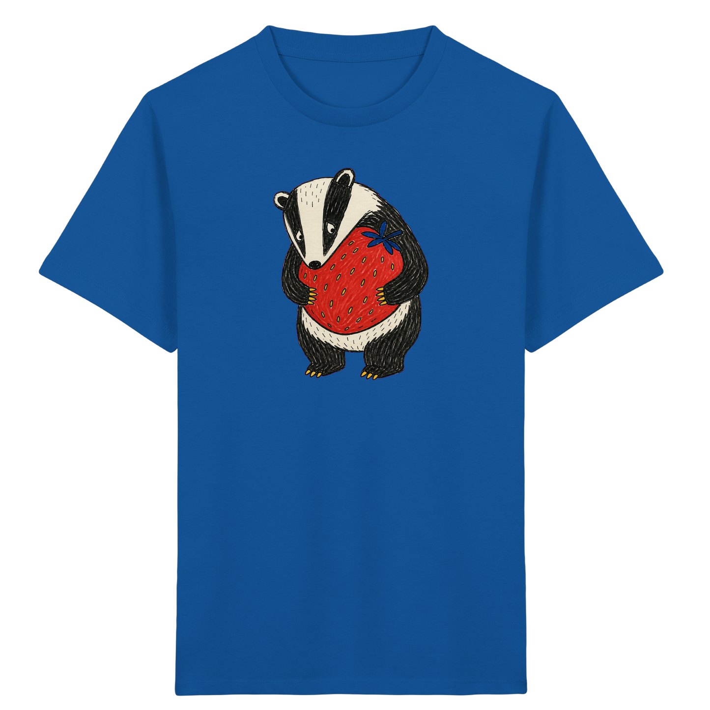 Süßer Dachs mit roter Erdbeere - Kinder Bio T-Shirt