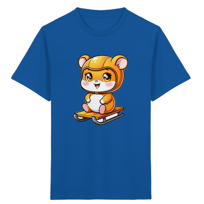 Kinder-T-Shirt mit Hamster auf einem Schlitten