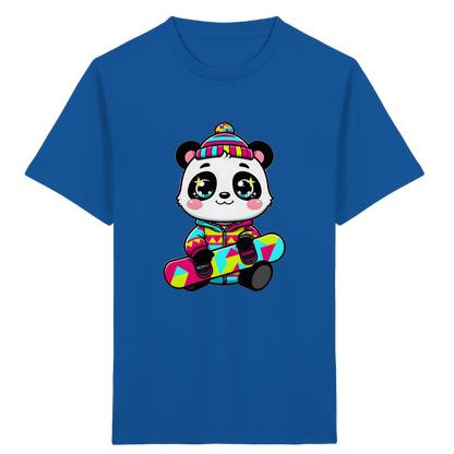Kinder-T-Shirt mit Panda auf einem Snowboard