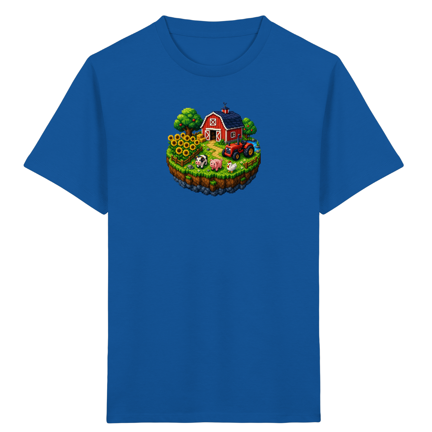 Niedliches Bauernhof Pixel-Art T-Shirt - Kinder Bio T-Shirt