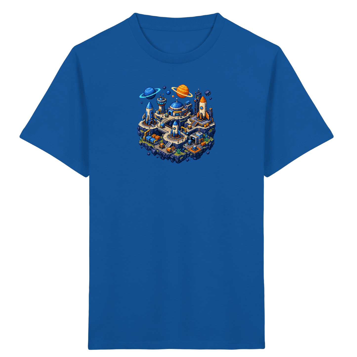 Futuristische Weltraumbasis Pixel Art T-Shirt - Kinder Bio T-Shirt