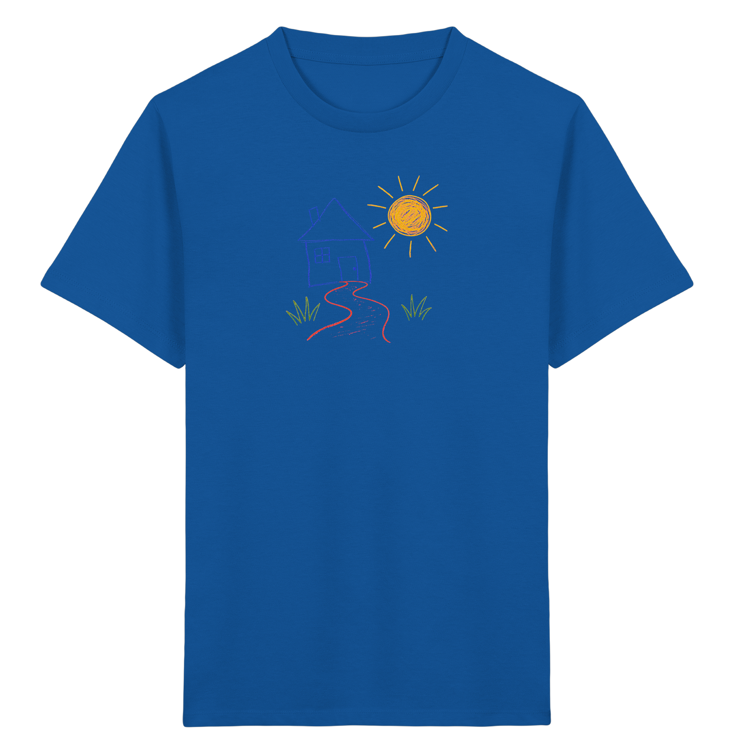 Kindershirt mit bunter Wachsmalstift Zeichnung - Kinder Bio T-Shirt