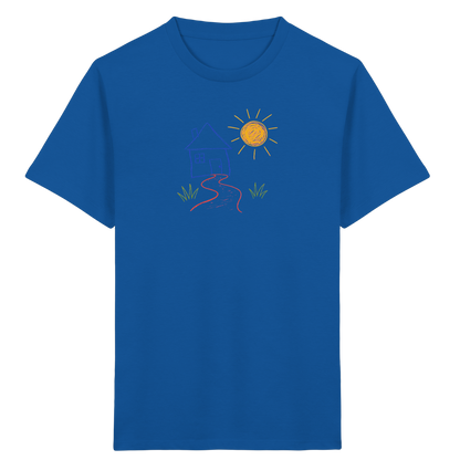 Kindershirt mit bunter Wachsmalstift Zeichnung - Kinder Bio T-Shirt