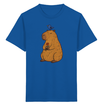 Süßes Capybara T-Shirt mit Vogel - Kinder Bio T-Shirt