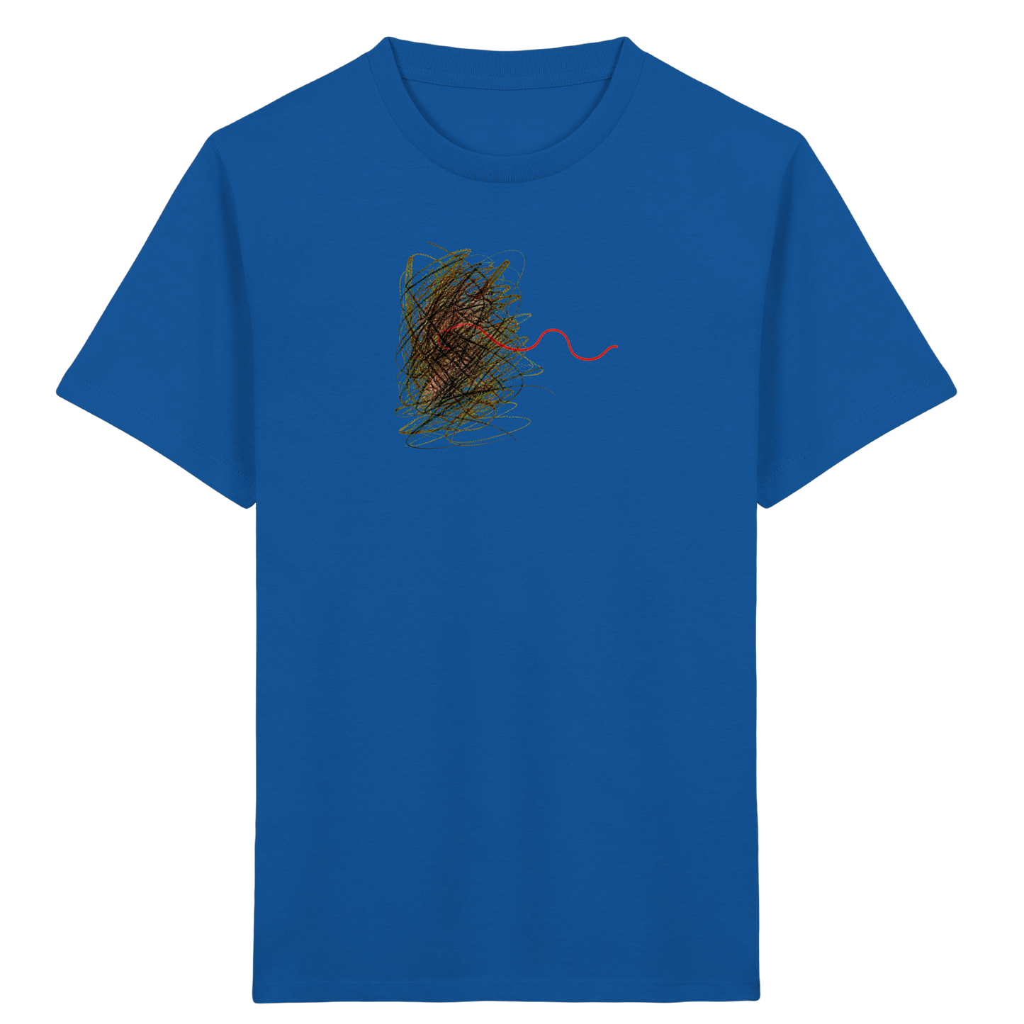 Abstraktes Kritzel-T-Shirt mit roter Linie - Kinder Bio T-Shirt