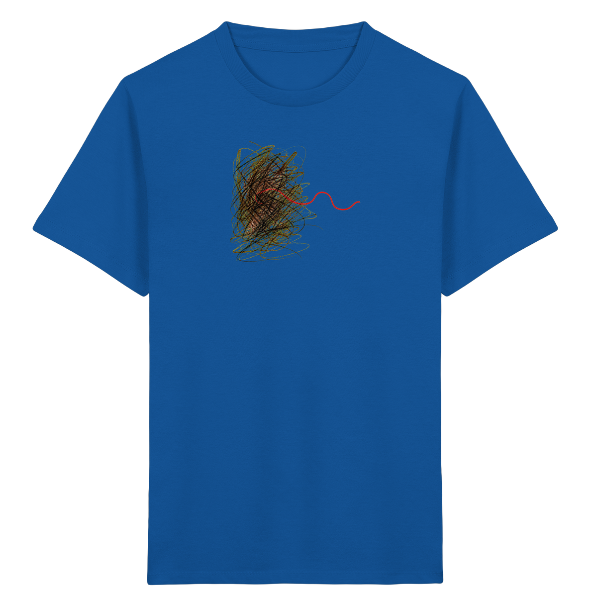 Abstraktes Kritzel-T-Shirt mit roter Linie - Kinder Bio T-Shirt