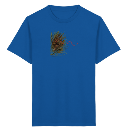 Abstraktes Kritzel-T-Shirt mit roter Linie - Kinder Bio T-Shirt