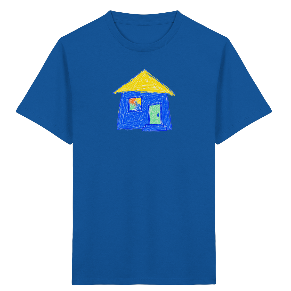 Blaues Regenbogenfenster Haus - Kinder Bio T-Shirt