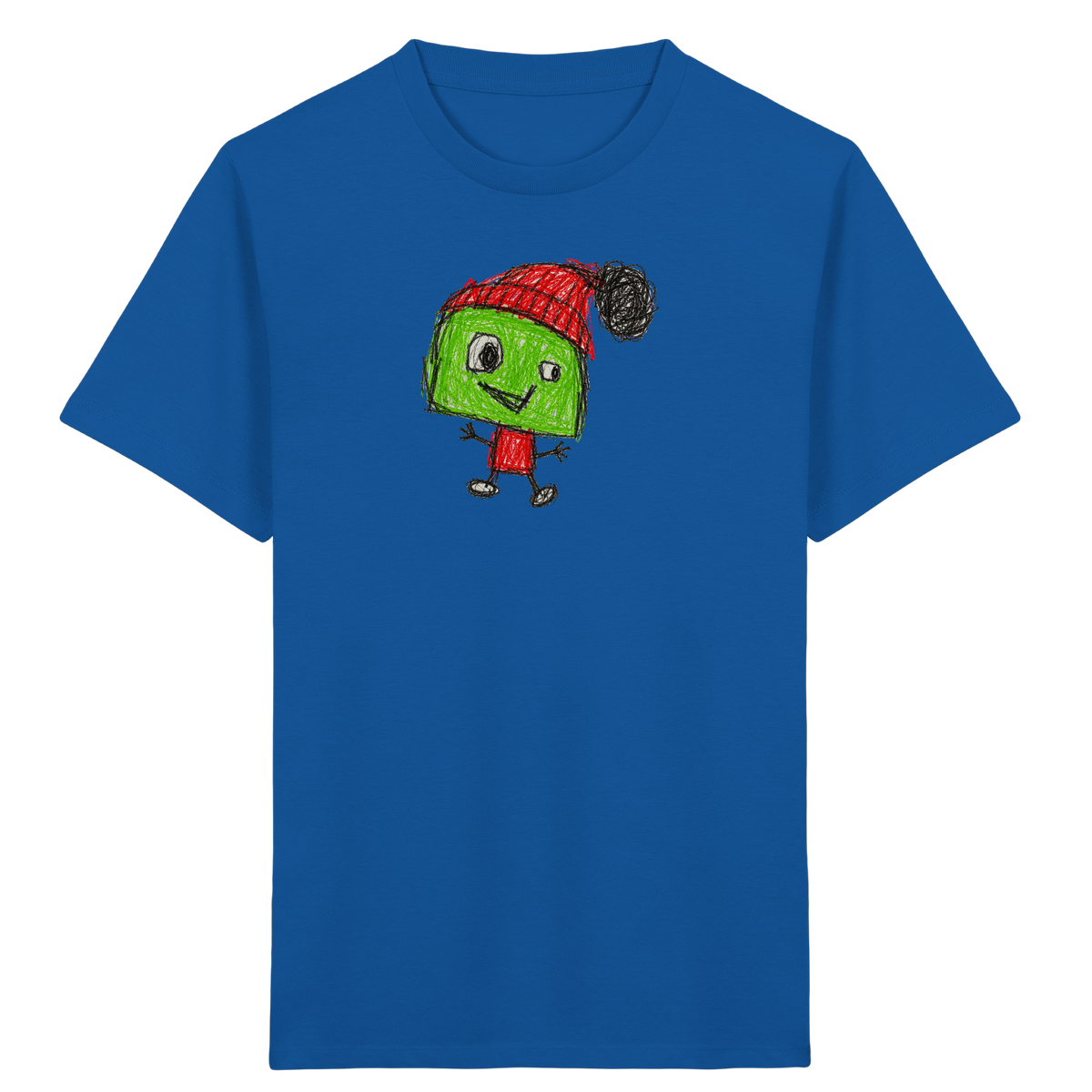 Kritzelkopf mit roter Bommelmütze - Kinder Bio T-Shirt