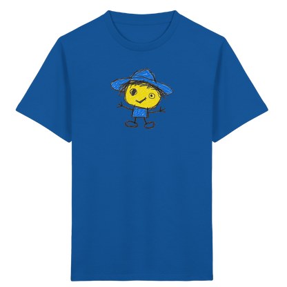 Kritzelkopf mit blauem Regenhut - Kinder Bio T-Shirt