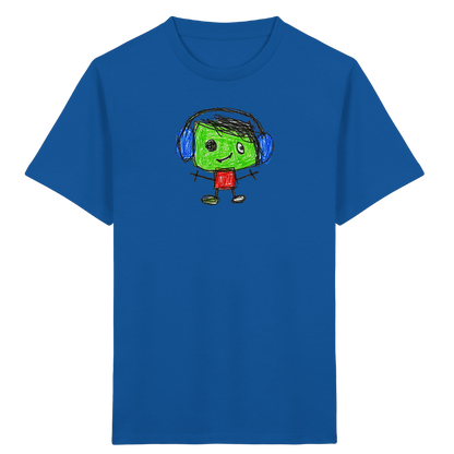 Kritzelkopf mit blauen Ohrenschützern - Kinder Bio T-Shirt