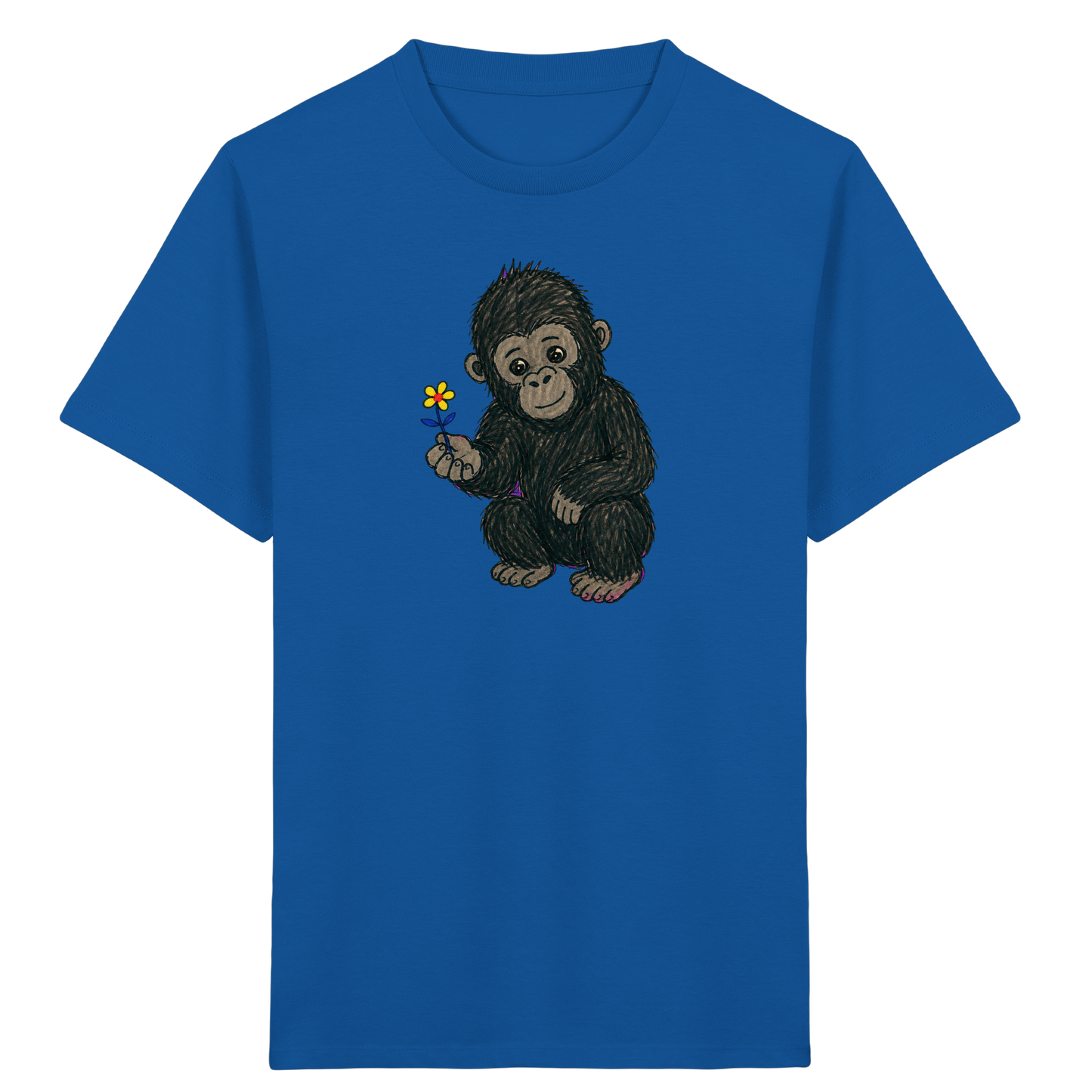 Süßes Gorilla Baby schenkt Blume - Kinder Bio T-Shirt