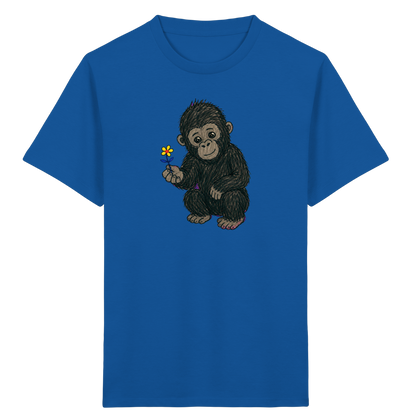 Süßes Gorilla Baby schenkt Blume - Kinder Bio T-Shirt