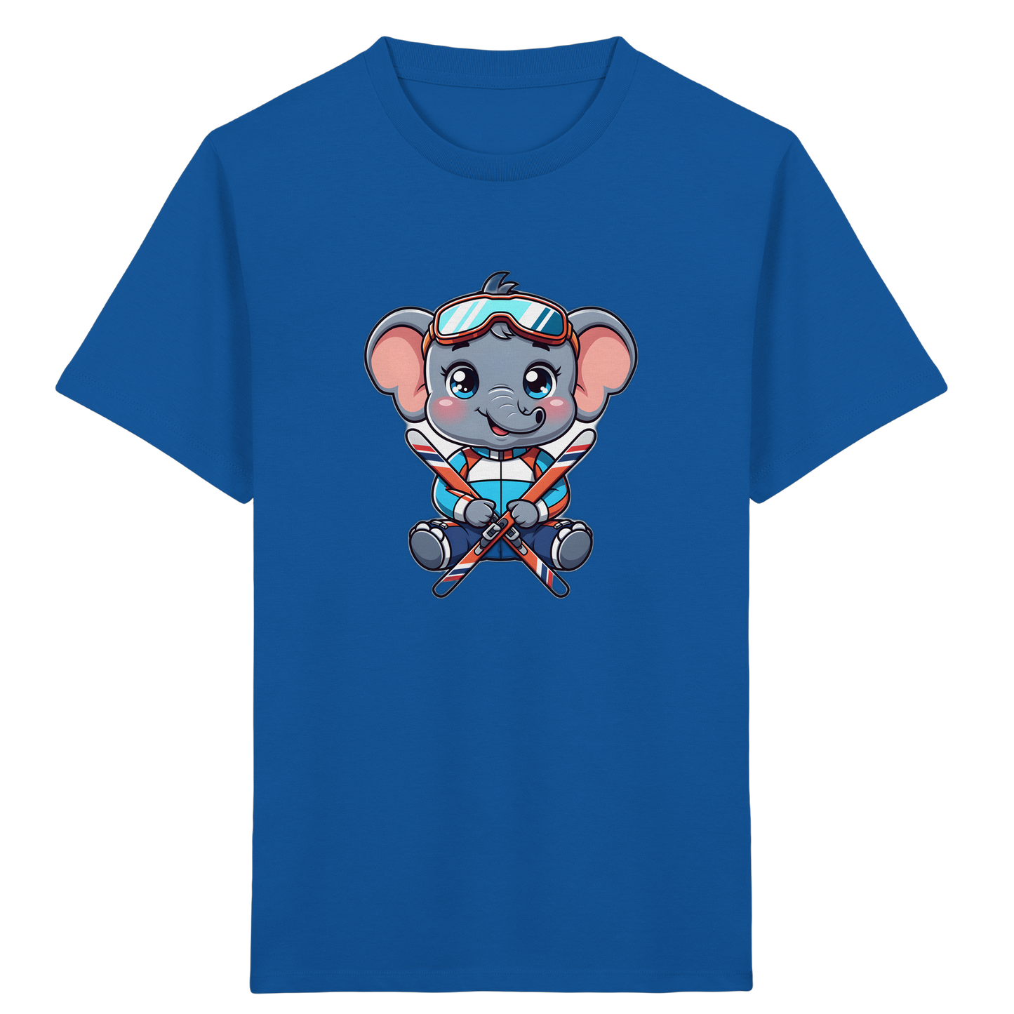 Skifahrender Elefant: Fröhliches Kinder T-Shirt